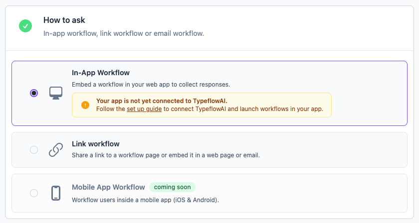 Workflow type settings