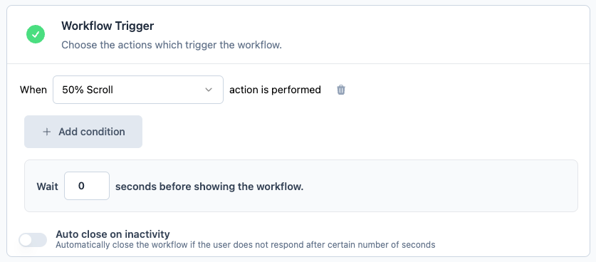 Workflow trigger settings